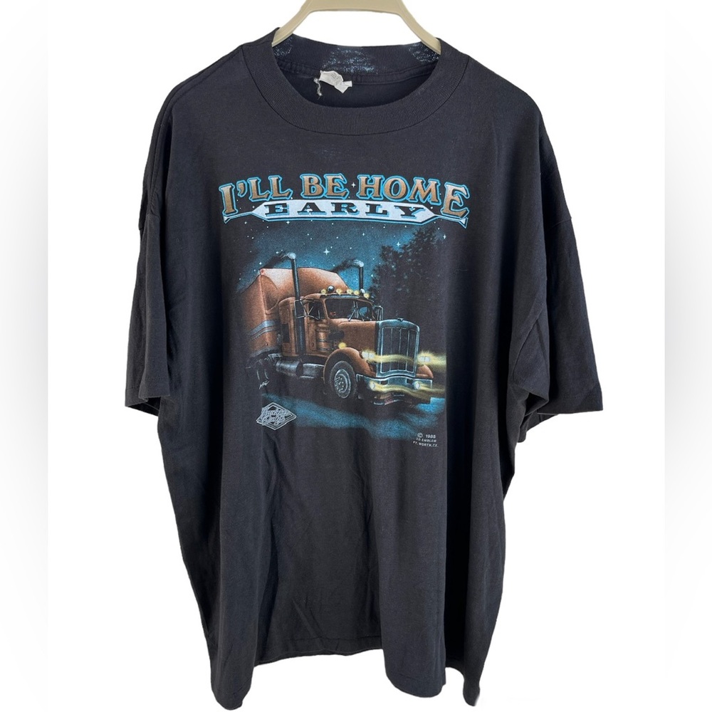 Vintage 3D EMBLEM 1985 Truckers Only Home Early Shirt